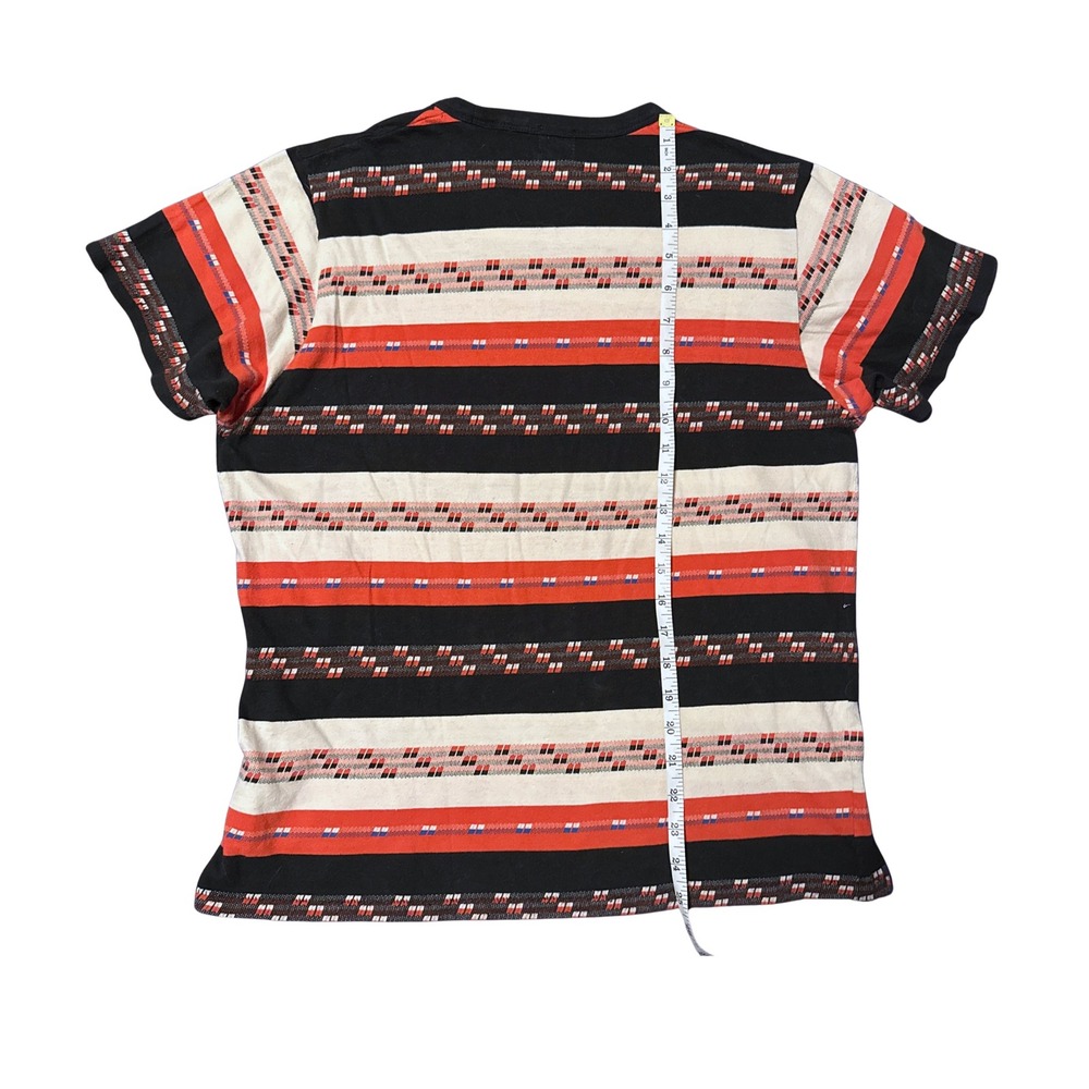 Vintage Levis Casuals of California Striped Pocket T-Shirt Black Orange Mens M L - Picture 3 of 5